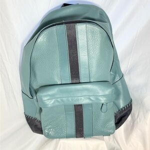 Coach Teal Leather and Gray Suede Backpack